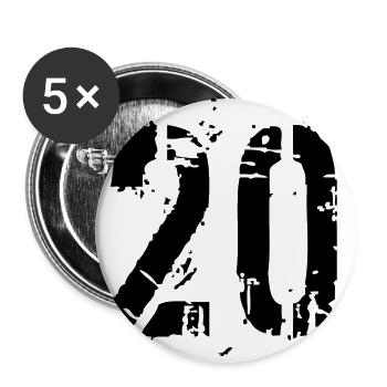 20 Number 20 years - Buttons small 1''/25 mm (5-pack) - white - Front