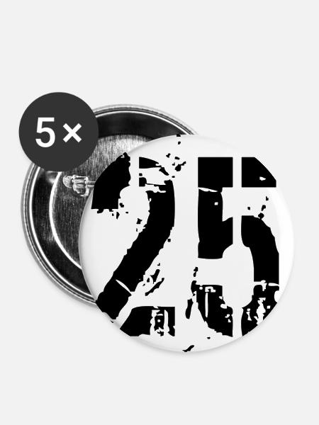 25 Nummer - Buttons klein 25 mm (5er Pack) - Weiß