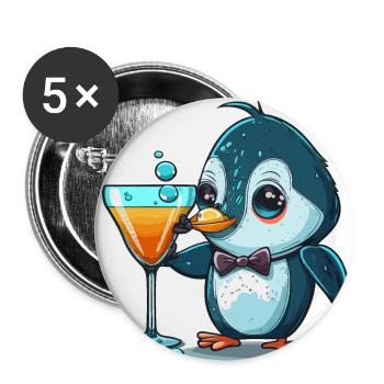 Fancy Penguin - Buttons small 1''/25 mm (5-pack) - white - Front