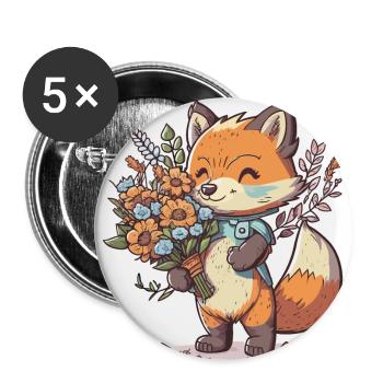 Fuchsige Liebe - Buttons klein 25 mm (5er Pack) - Weiß - Vorne
