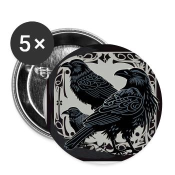 Hugin and Munin - Buttons klein 25 mm (5er Pack) - Weiß - Vorne