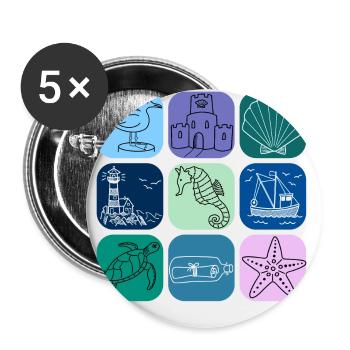 North Sea Baltic Sea Lighthouse Moin Frieslad Meer Urlau - Buttons small 1''/25 mm (5-pack) - white - Front