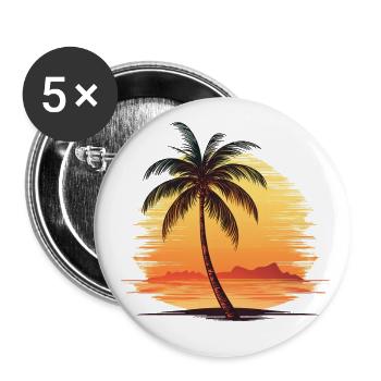 Wunderschöne Palme am Strand mit Sonnenuntergang - Buttons klein 25 mm (5er Pack) - Weiß - Vorne