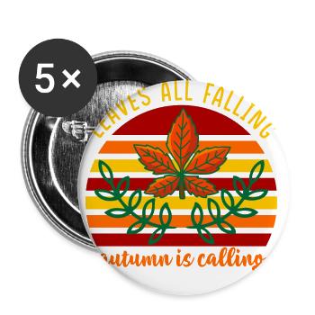 Feuilles tout l’automne qui tombe appelle - Lot de 5 petits badges (25 mm) - blanc - Devant