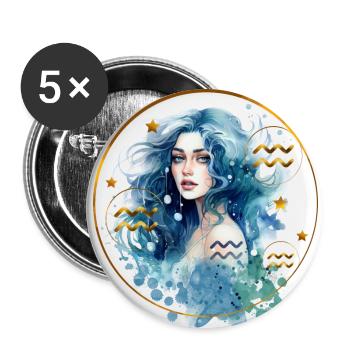 Sternzeichen Wassermann. Aquarius - Buttons klein 25 mm (5er Pack) - Weiß - Vorne