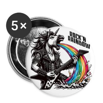 Rocker Heavy Metal Licorne Vomissements Arc-en-ciel - Lot de 5 petits badges (25 mm) - blanc - Devant