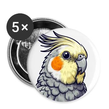 Conception mignonne d’amant de Cokatiel - Lot de 5 petits badges (25 mm) - blanc - Devant