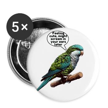 Quäker Papagei Mönch Sittich - Buttons klein 25 mm (5er Pack) - Weiß - Vorne