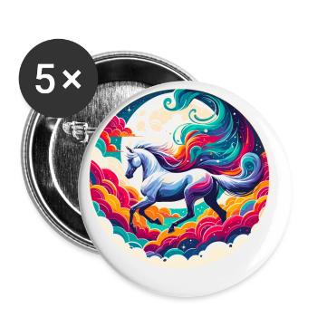 Arabische Pferdekunst - Buttons klein 25 mm (5er Pack) - Weiß - Vorne