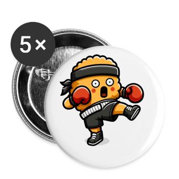 Funny Chicken Nuggets Kickboxing Boxing Lover - Buttons small 1''/25 mm (5-pack) - white - Front