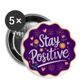 Restez positif - Lot de 5 petits badges (25 mm) - blanc - Devant