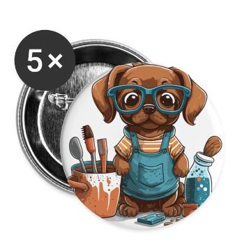 Pottery Paws : A Dogs Artistic Adventure - Lot de 5 petits badges (25 mm) - blanc - Devant