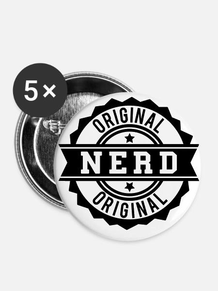 Nerd - Buttons klein 25 mm (5er Pack) - Weiß