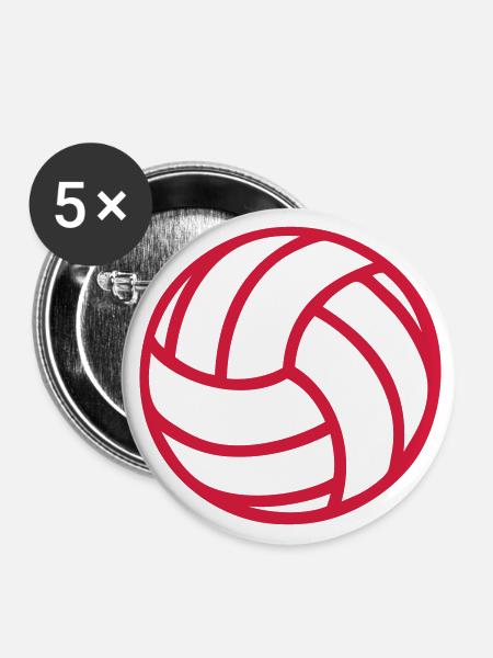 Volleyball 01 - Buttons klein 25 mm (5er Pack) - Weiß