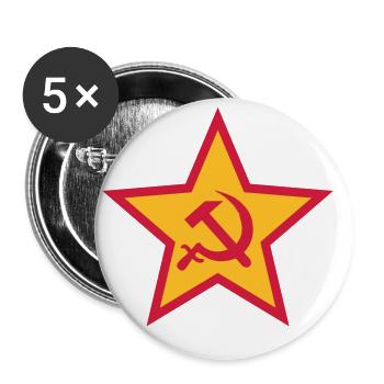 92 Hammer Sichel im Stern Russland Russia - Buttons klein 25 mm (5er Pack) - Weiß - Vorne