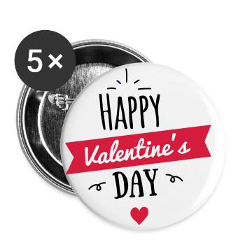 Saint Valentin romance cadeau coeur idée de cadeau - Lot de 5 petits badges (25 mm) - blanc - Devant