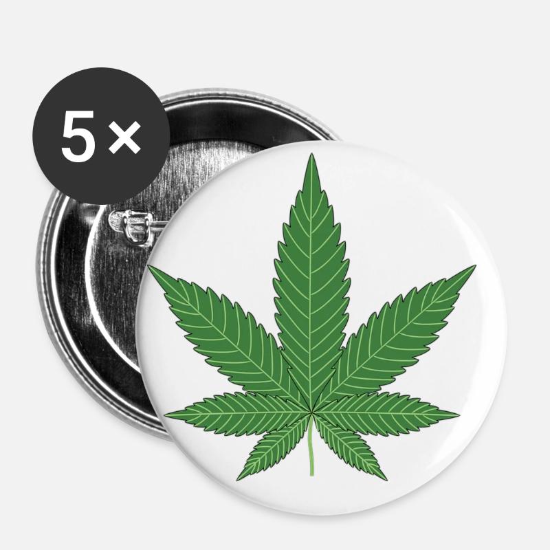 Weed - Lot de 5 petits badges (25 mm) - blanc