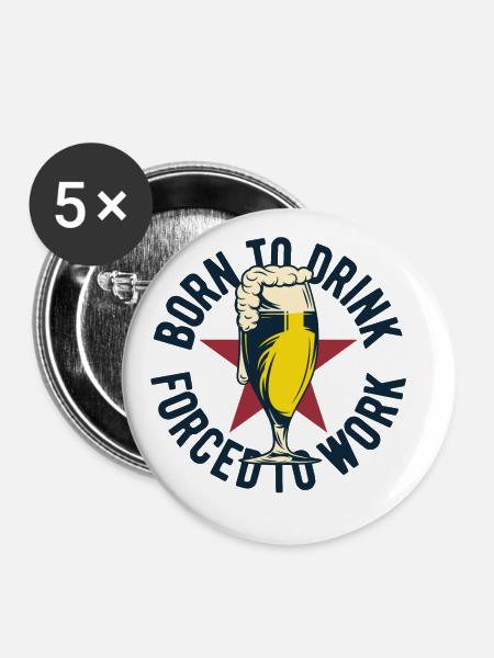 Bier - Buttons klein 25 mm (5er Pack) - Weiß