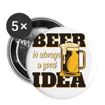 bière - Lot de 5 petits badges (25 mm) - blanc - Devant