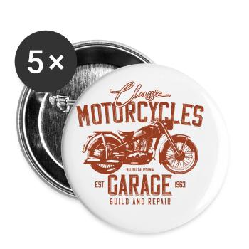 Motorrad Shirt - Buttons klein 25 mm (5er Pack) - Weiß - Vorne