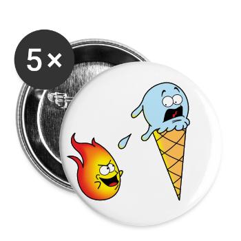 Eiscreme versus Flammen-lustiger Spaß-Neuheits-Entwurf - Buttons klein 25 mm (5er Pack) - Weiß - Vorne