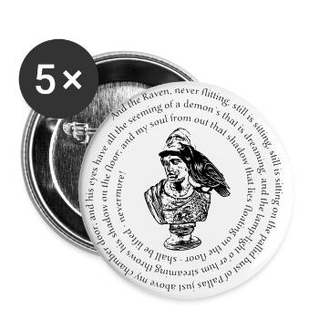 Edgar Allan Poe Raven Poem Bust Of Pallas Athena 1 - Buttons klein 25 mm (5er Pack) - Weiß - Vorne
