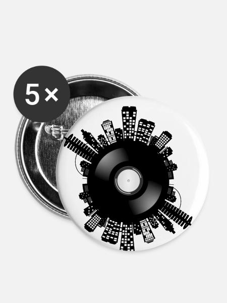 City DJ - Buttons klein 25 mm (5er Pack) - Weiß