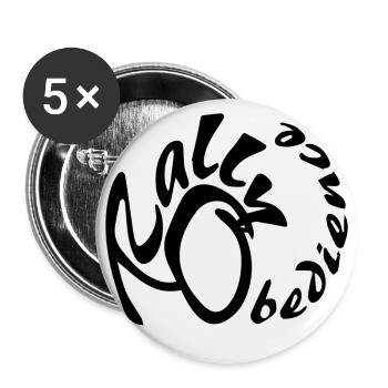Conception d'obéissance de rallye pour le sport canin avec chien - Lot de 5 petits badges (25 mm) - blanc - Devant