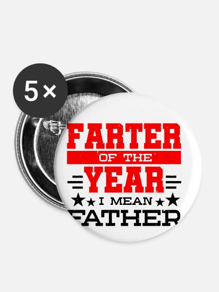 Vater des Jahres - Buttons klein 25 mm (5er Pack) - Weiß