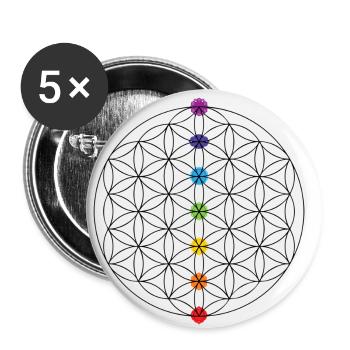 La fleur de vie - Lot de 5 petits badges (25 mm) - blanc - Devant