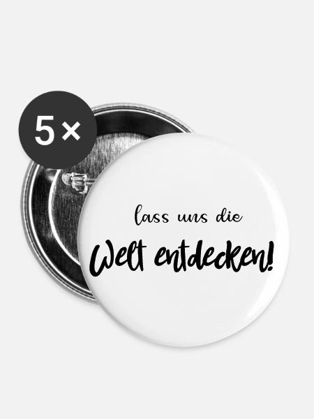 Welt - Buttons klein 25 mm (5er Pack) - Weiß