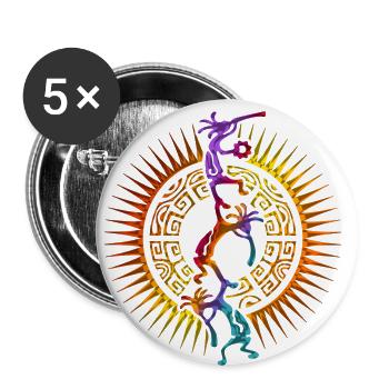 Kokopelli Musicien Acrobates Mandala Soleil 1 - Lot de 5 petits badges (25 mm) - blanc - Devant
