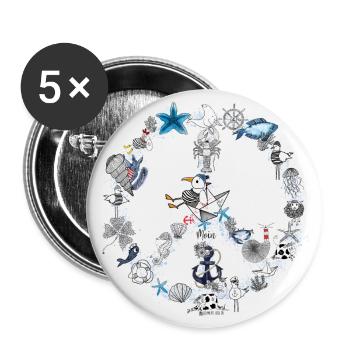 Peace - Buttons klein 25 mm (5er Pack) - Weiß - Vorne