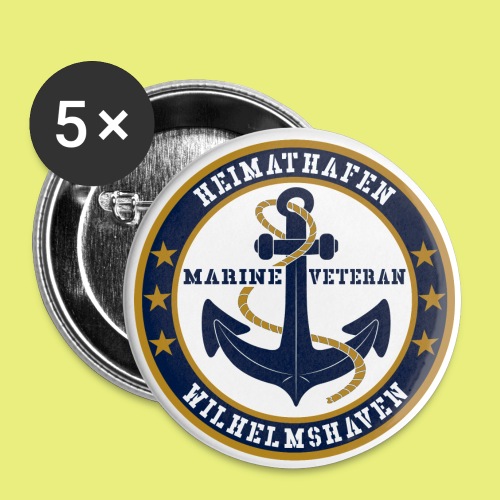 Marine Veteran Heimathafen WILHELMSHAVEN - Buttons klein 25 mm (5er Pack)