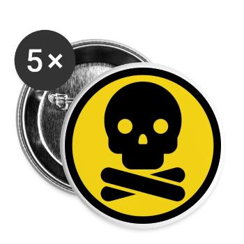 Skull. Attention dangerous! - Buttons small 1''/25 mm (5-pack) - white - Front