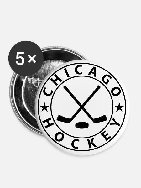 Chicago Eishockey - Buttons klein 25 mm (5er Pack) - Weiß