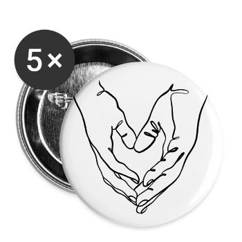Handgeste Herz Strichzeichnung - Buttons klein 25 mm (5er Pack) - Weiß - Vorne