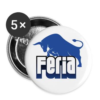 Feria taureau logo bleu & blanc - Lot de 5 petits badges (25 mm) - blanc - Devant