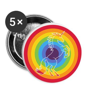Cercle arc-en-ciel avec licorne - Lot de 5 petits badges (25 mm) - blanc - Devant