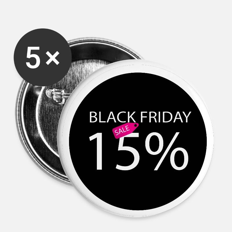 Promo sticker 15% - Buttons small 1''/25 mm (5-pack) - white