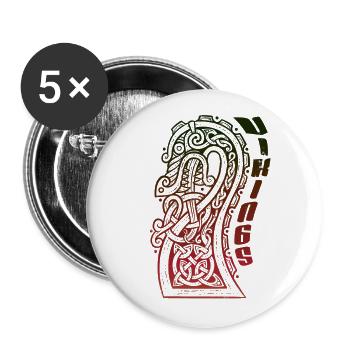 Wikinger Nordic Drakkar Kopf - Buttons klein 25 mm (5er Pack) - Weiß - Vorne