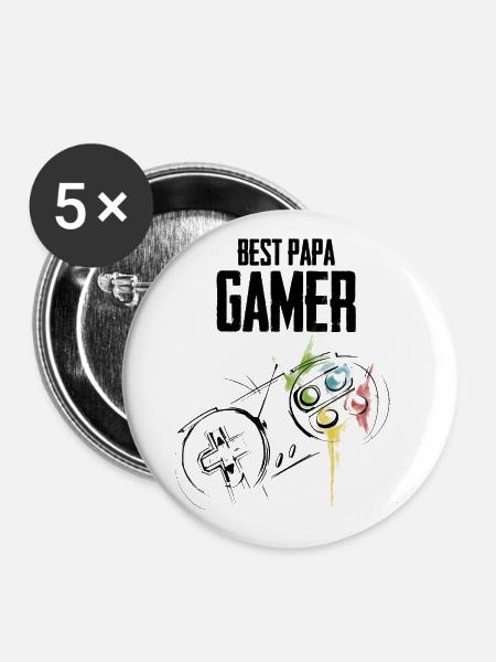 Bester Daddy Gamer - Buttons klein 25 mm (5er Pack) - Weiß