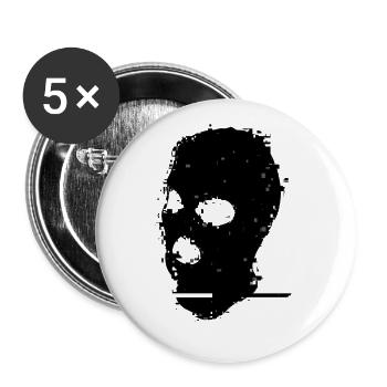 Hood Gangster Glitch-Effekt - Buttons klein 25 mm (5er Pack) - Weiß - Vorne