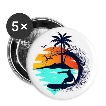 Surfing, Waves, sunset. - Buttons small 1''/25 mm (5-pack) - white - Front