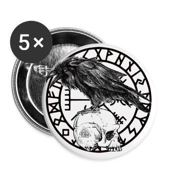Skull Vegvisir - Buttons klein 25 mm (5er Pack) - Weiß - Vorne