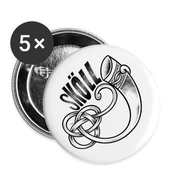 Sköll, Skoell oder Skohell oder Skøll DOTWORK ART - Buttons klein 25 mm (5er Pack) - Weiß - Vorne