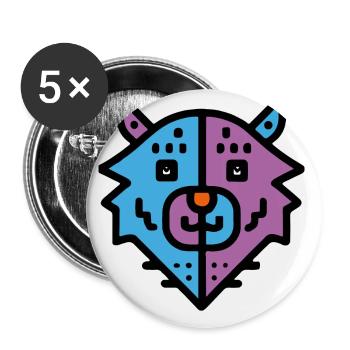 Funny cartoon bear in vector style - Buttons small 1''/25 mm (5-pack) - white - Front