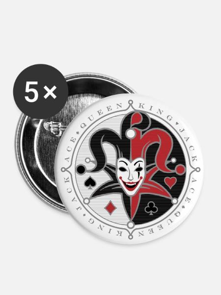 Poker JOKER - Buttons small 1''/25 mm (5-pack) - white