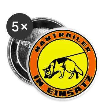 Mantrailer im Einsatz Altdeutscher Schäferhund - Buttons klein 25 mm (5er Pack) - Weiß - Vorne