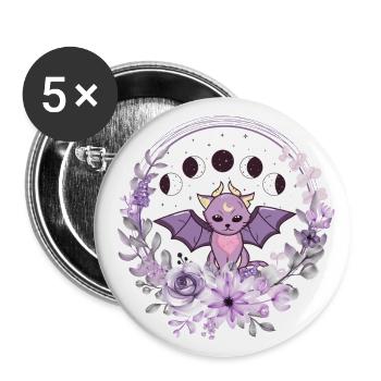 Mond-Catbat - Buttons klein 25 mm (5er Pack) - Weiß - Vorne